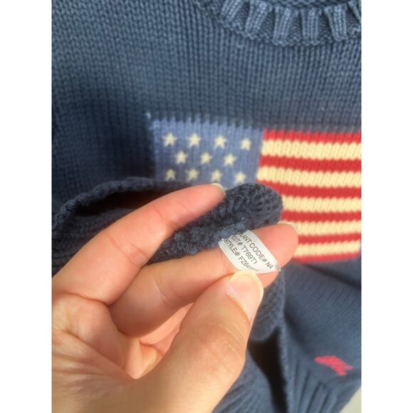 Vintage Unisex Kids Polo Ralph Lauren Navy American Flag Sweater Sz Small 6 - Picture 5 of 16